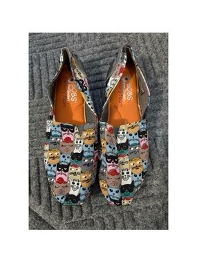 Bobs for sketchers memory foam grey colorful cat slip on loafers